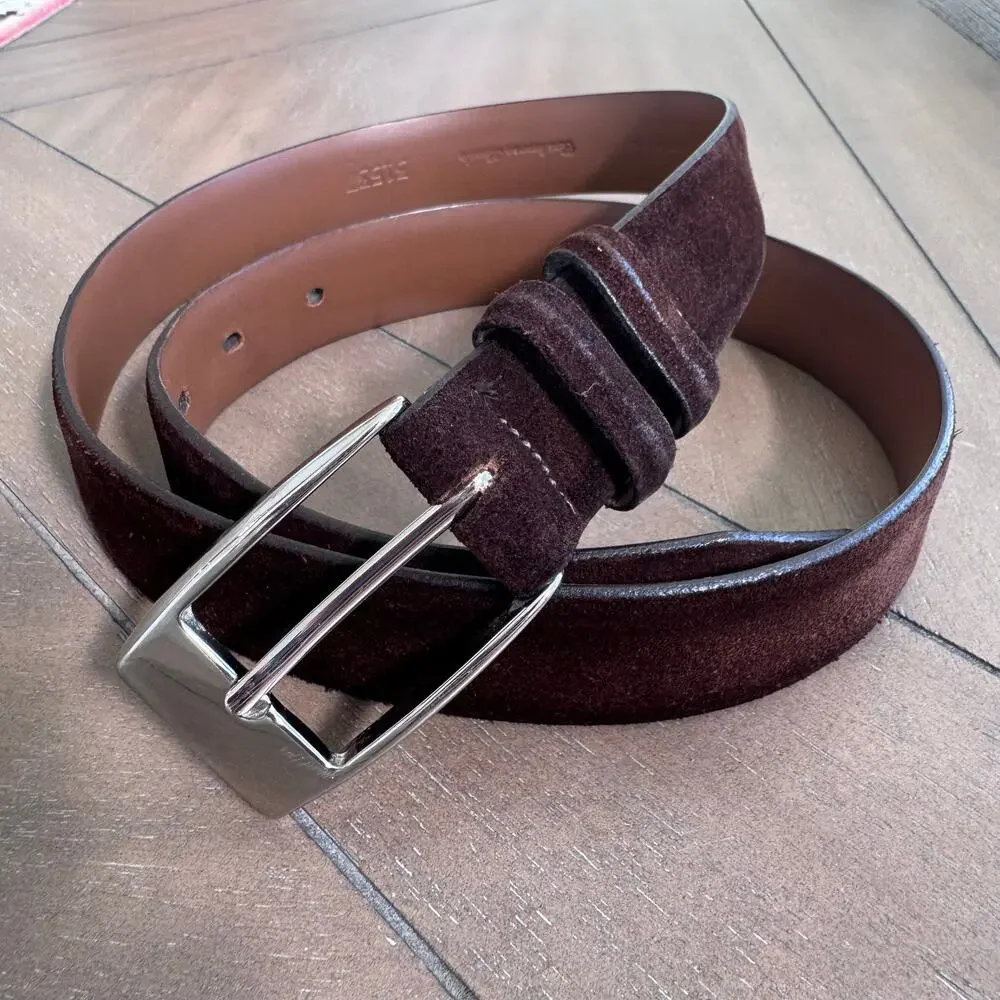 Allen Edmonds Made in USA Cashmere Suede Men’s Belt Brown Size 38 Minimalist